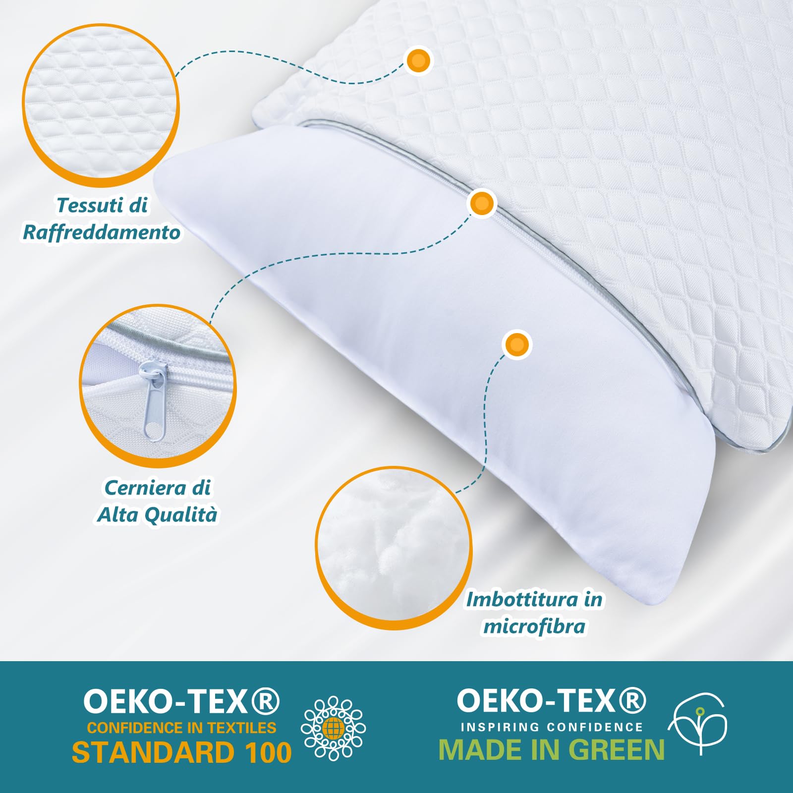 Cuscino Cervicale 40x80 Cm In Microfibra - Traspirante E Morbido Per Un Sonno Perfetto - Foto 10