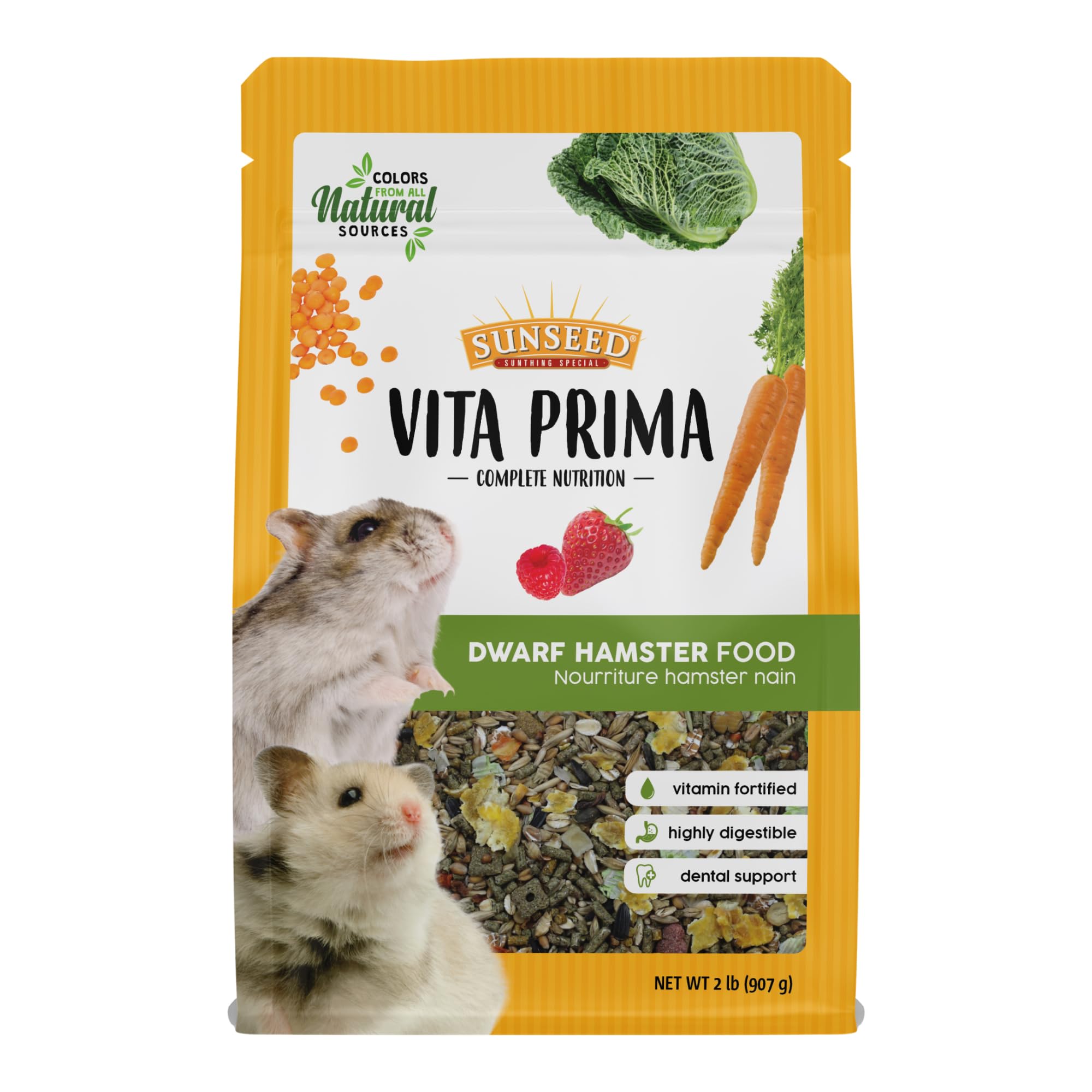 Vita Prima Dwarf Hamster Food - Dry Food for Dwarf Hamsterrs - Vitamin-Fortified with Essential Nutrients - Supports Healthy Digestion and Healthy Teeth