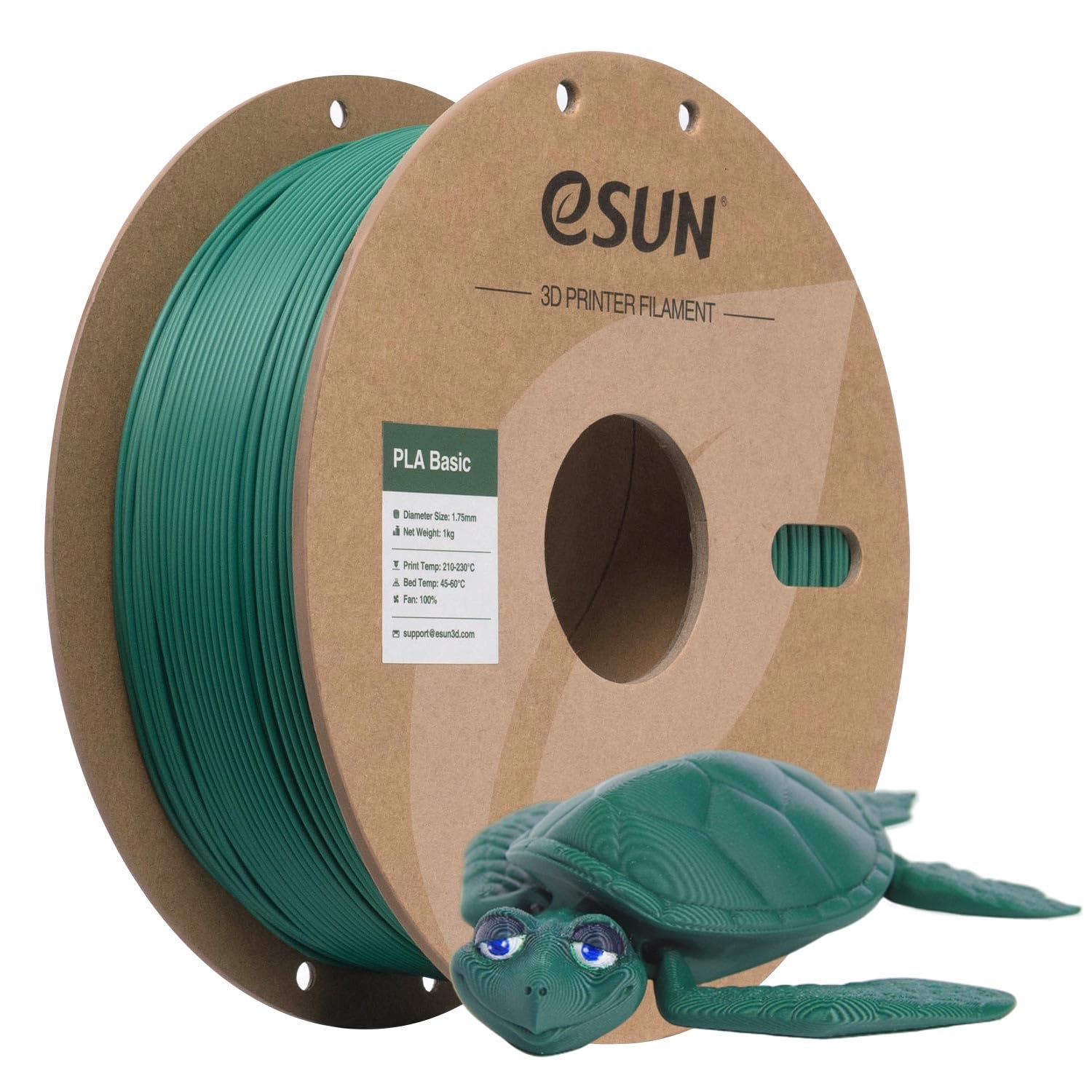 eSUN PLA Basic Filament 1.75mm, 1KG Spool (2.2 LBS) High Speed Printing 3D Printer PLA Filament,Designed for Fast Printing, Holly Green