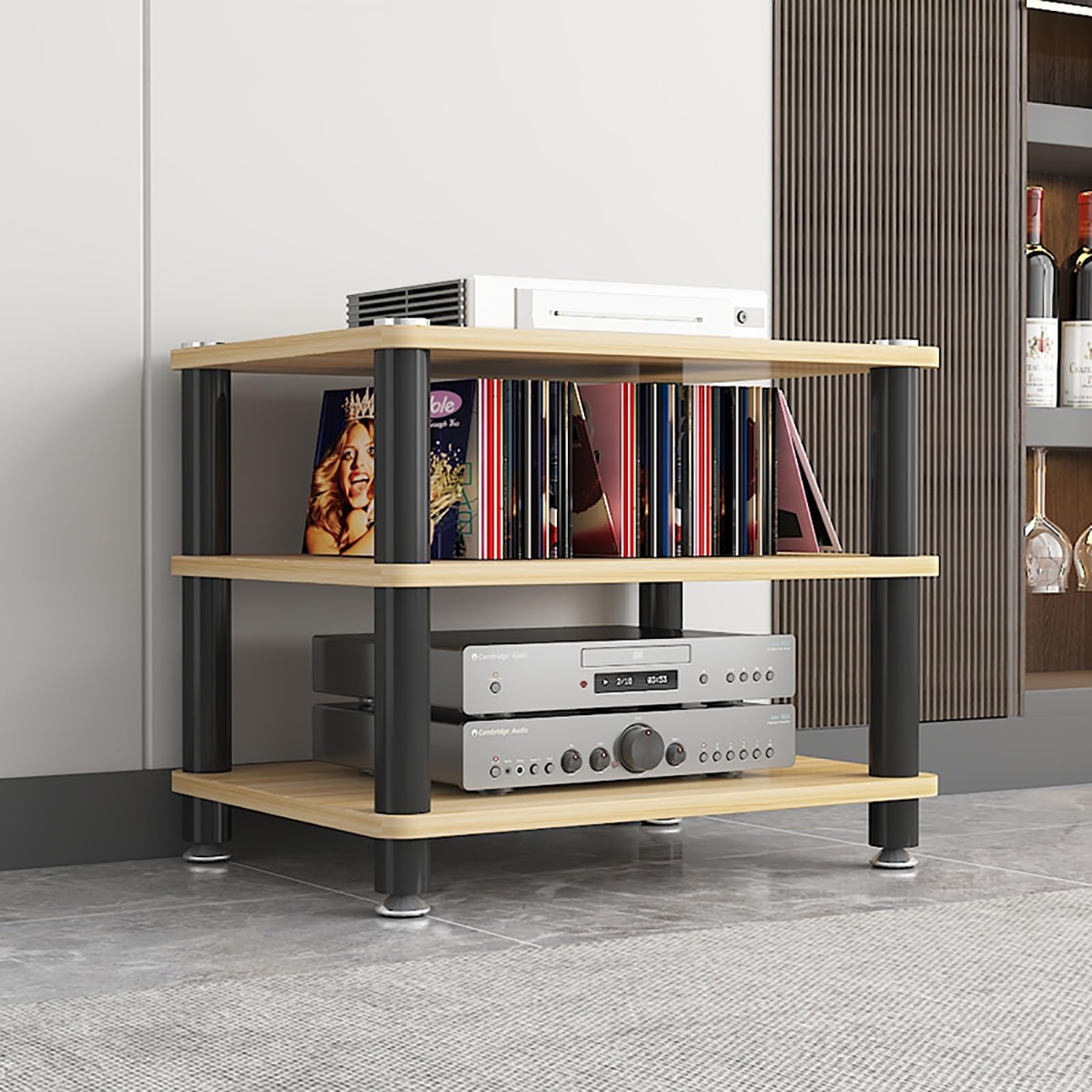 Generico Supporto Portatile per Supporti multimediali - Ripiano per Videogiochi e Rack Audio - Supporto AV salvaspazio per proiettore, Lettore Dvd, Console di Gioco - Facile da Montare - Nero (60x40x