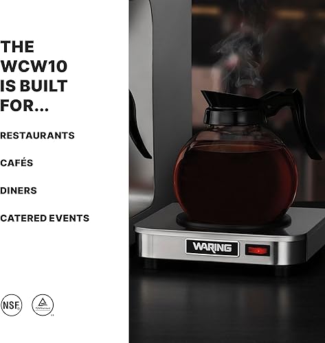 Miniatura 2 de Waring Commercial WCW10 Café Deco - Calentador de jarra de café individual, 120 V, enchufe de 5 a 15 fases, quemador individual plateado