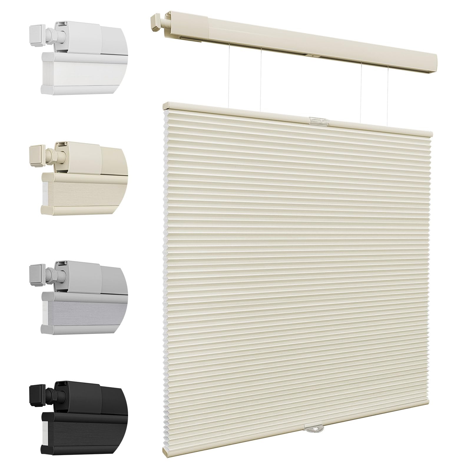 Keego No Drill Blinds Thermal Top Down Bottom Up Pleated Blinds Light Filtering Cordless Cellular Shades for Windows (Beige, 54cm W x 165cm H)
