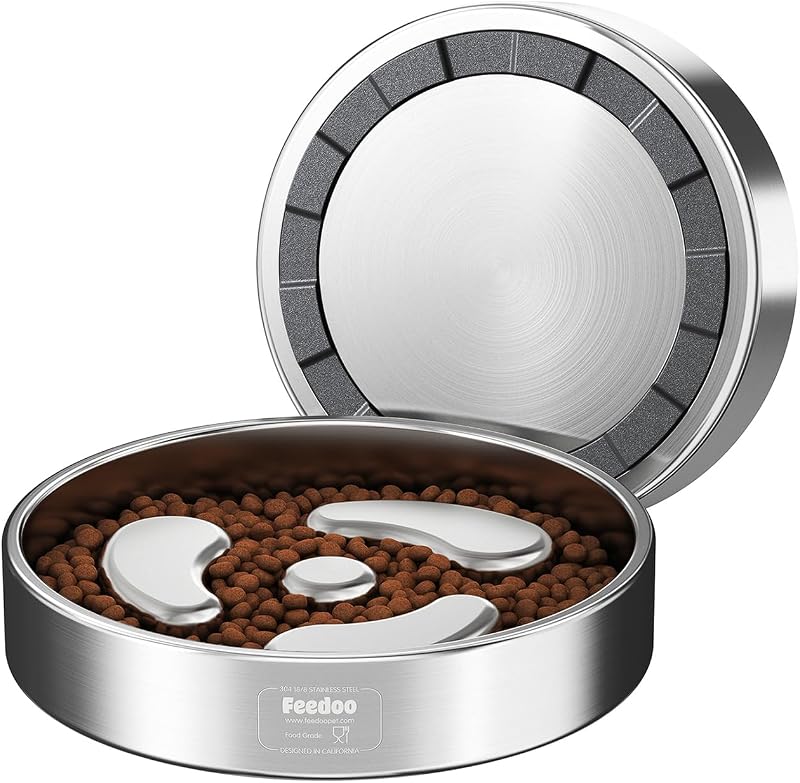 Comedouro Lento Feedoo para Cães Pequenos em Aço Inoxidável 304, Modelo P33, 1 a 1,5 xícaras