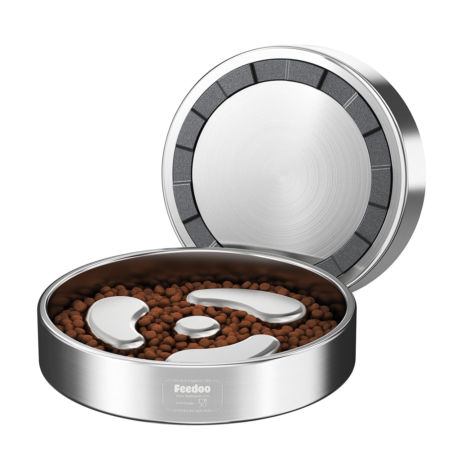 Feedoo Slow Feeder Dog Bowl-1Cup for Small Puppy, Double-Layer 304 Stainless Steel Puzzle Bowl, Anti-Choking for Fast Eaters, Heavy-Duty Non-Slip Base, Dishwasher Safe