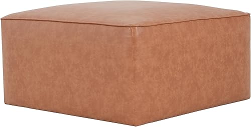 Miniatura 7 de Christopher Knight Home Ellis - Reposapiés otomano de piel sintética, puf cuadrado reposapiés, asiento grande otomano, mesa auxiliar moderna para