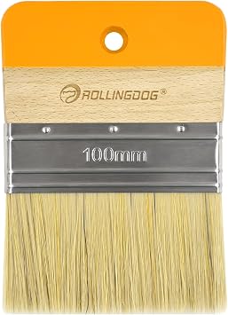 ROLLINGDOG 4 Inch Flat Paddle Paint Brush - Wide Flat Brush with Short Handle for Oil, Water Color, Acrylic Paints