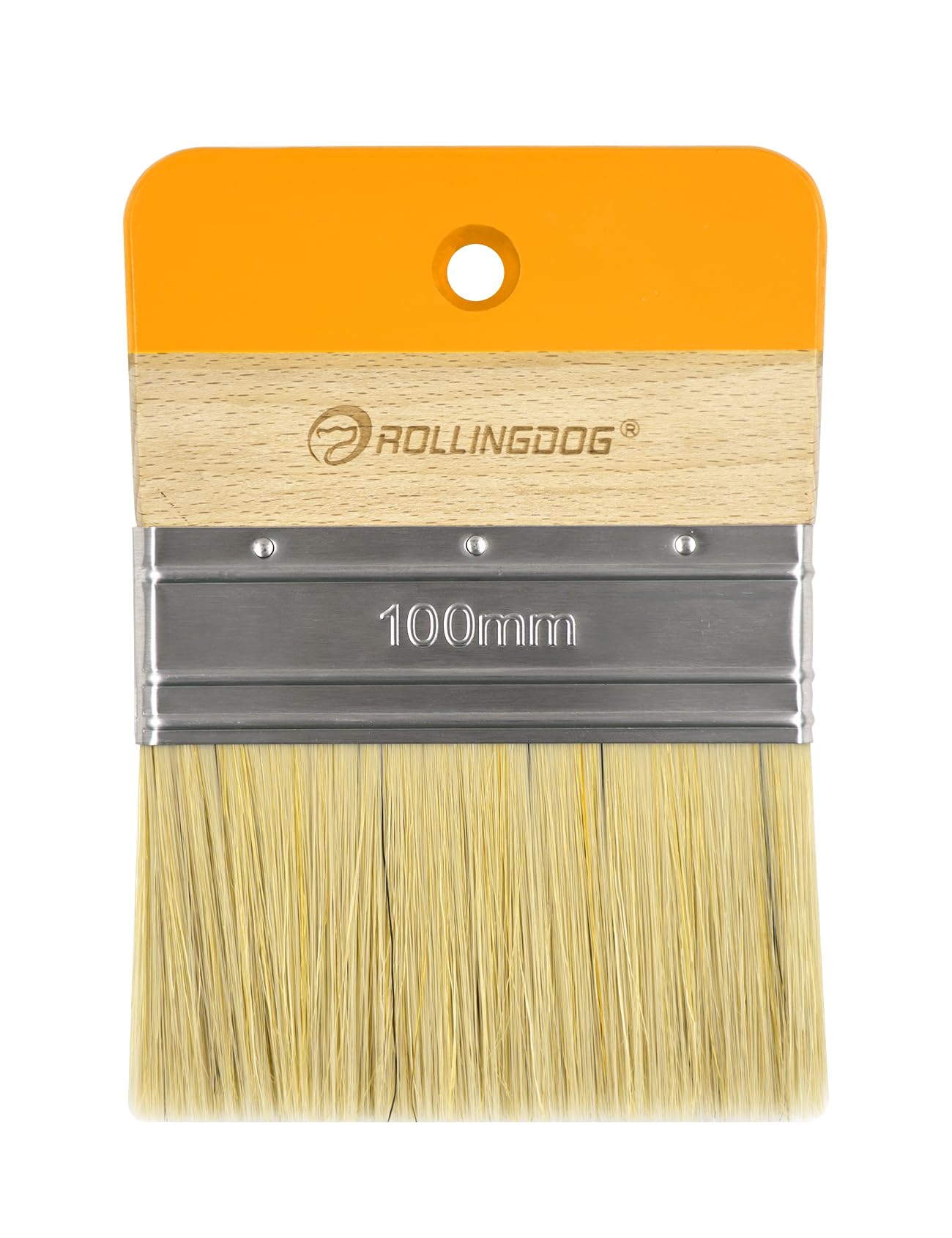 ROLLINGDOG 100mm Short Handle Brush - Synthetic & Hog Bristle Blend, Fine Detailing & Furniture Restoration, Durable Beech Wood Handle with Varnish Coating