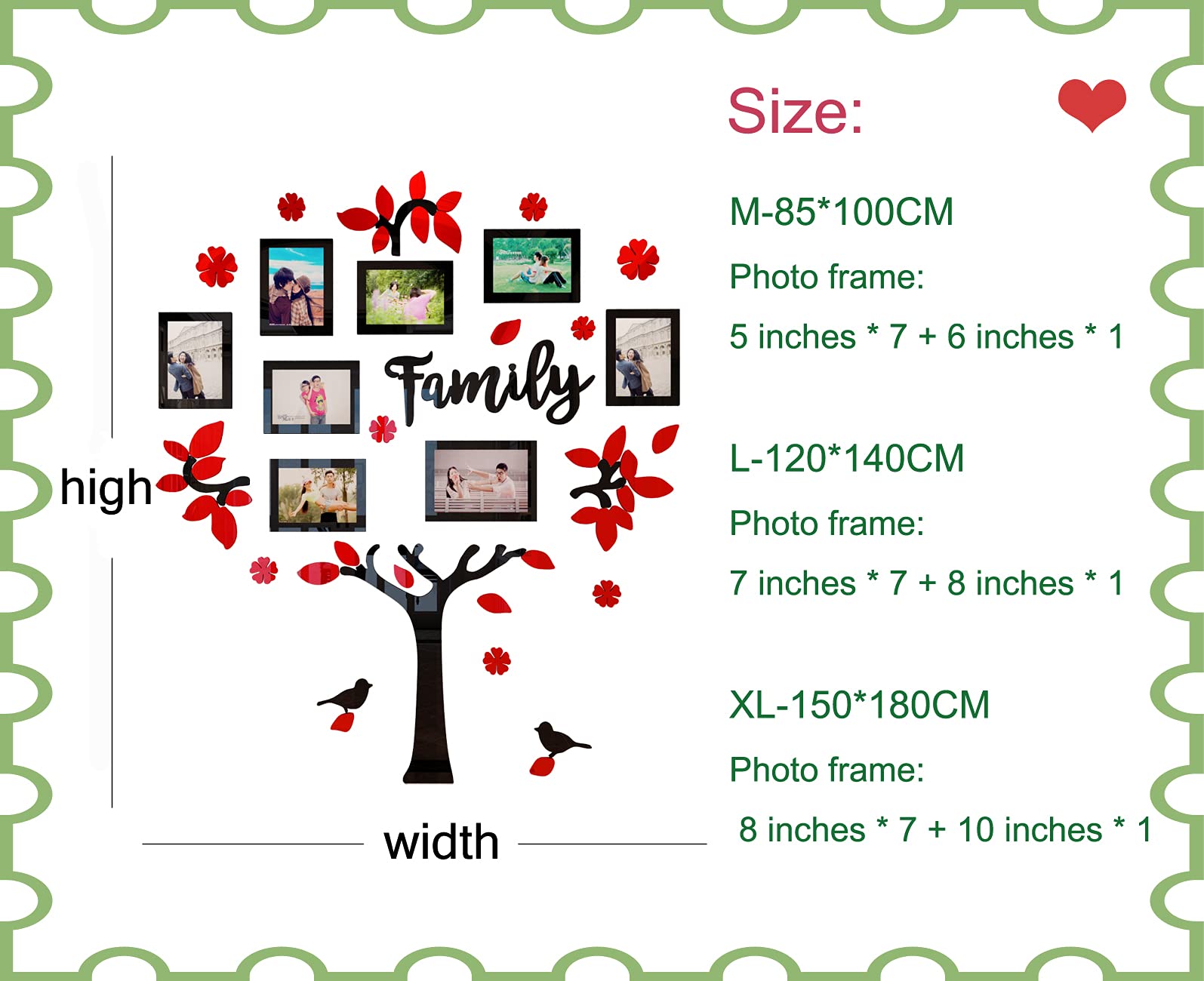 3D Adesivi Murali Family Albero Adesivi Adesivo da Parete Forma di Albero Murali Cornici Porta Foto Sticker Decorazioni per Soggiorno Foglie Photo Adesivo Murale Parete Wall Sticker