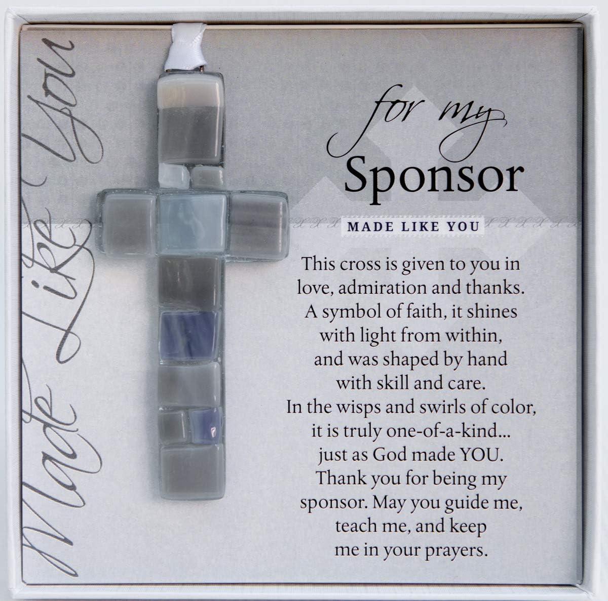 Beautiful Glass Cross with Touching Sentiment - Sponsor Appreciation Gift (Glass)