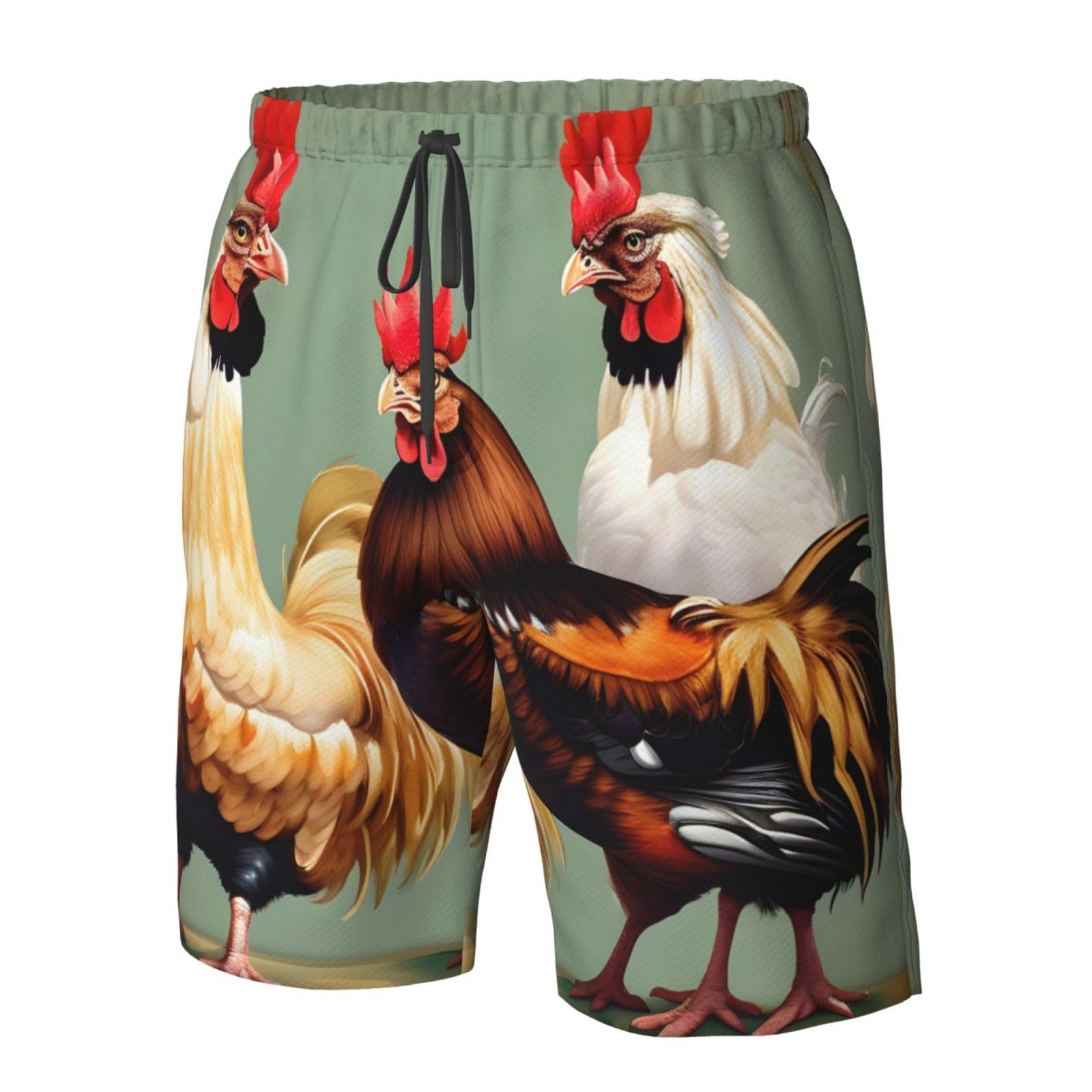 Short de plage décontracté imprimé coq et poulet, short d'été, short de bain pour homme, short de bain élégant pour homme