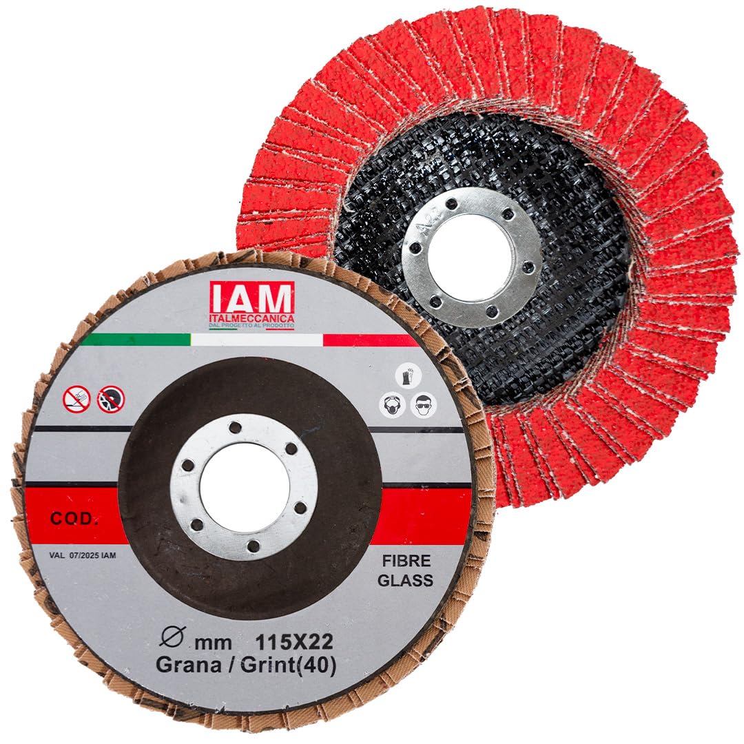 IAM Disco Lamellare Ceramico per Smerigliatrice 115 x 22 mm | Disco Abrasivo Professionale Doppia Lamella per Acciaio Inox e Metallo | Alta Asportazione con Supporto Rinforzato | Grana 40 | 10 Pz