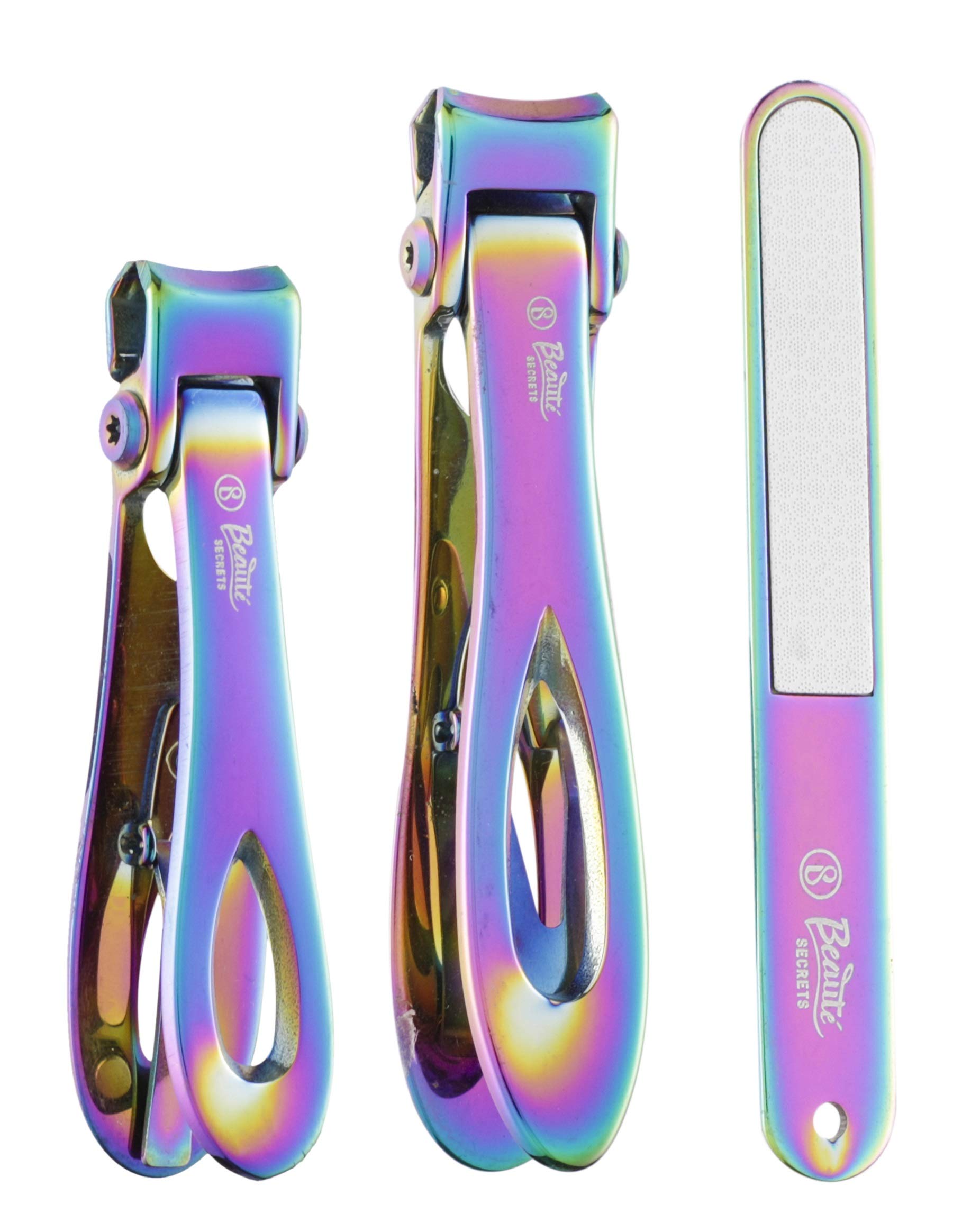 Beauté Secrets Luxury Nail Cutter Set With Nail Filer, Fingernail & Toenail Clipper with Sharp and Sturdy Blade, Premium Stainless Steel Nail Set with 17mm Wide Jaw Opening for Thick Nails (Rainbow)-image-15