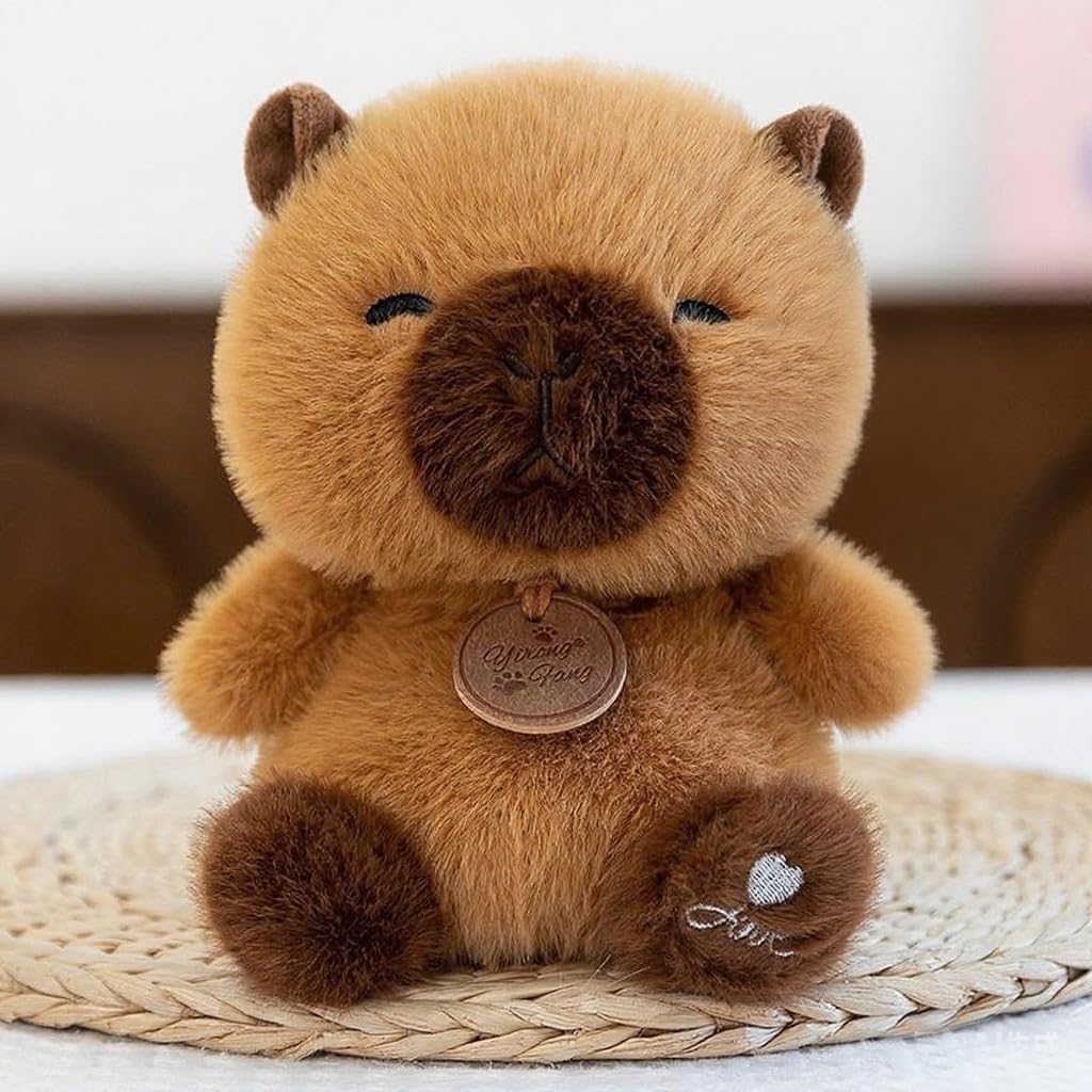 Rexinc Brown Scented Capybara Plush Toy, Cute Cuddly Stuffed Animal with Beads, Soft Squishy Squeezable Desk Companion Plushie for Boys Girls, 6.8 Inches