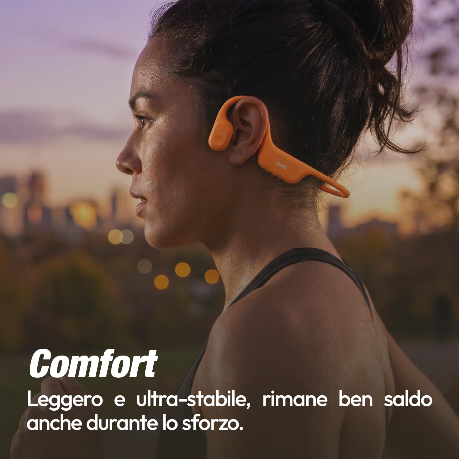 D-JIX Triton 600 - Auricolari Bluetooth 6.0 e MP3 32 GB | Impermeabile IP68 | Autonomia 15h | Ricarica Rapida | Microfono Integrato | Ideale Sport & Lavoro (arancione)