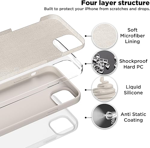 Miniatura 4 de COFFKER Compatible con iPhone 15, funda de silicona líquida, funda protectora de cuerpo completo a prueba de golpes forro de microfibra suave, funda