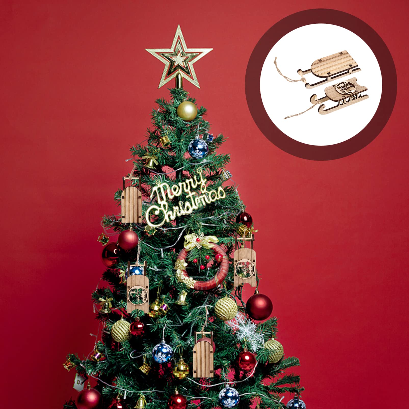 36 STK Holzschlitten Ornament Mini-Schlitten-Ornamente Mini-Schlittenmodell Geschenkdekorationen weihnachtsdeko weihnachtsbasteln Weihnachtsschlitten aus Holz Tischdekoration Lurrose
