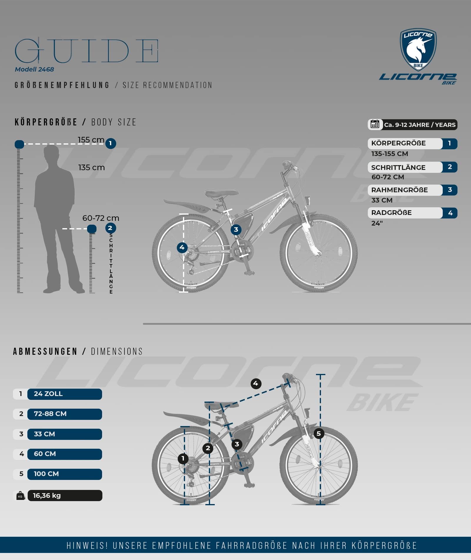 Licorne Bike Guide Vélo VTT haut de gamme avec dérailleur Shimano 21 vitesses