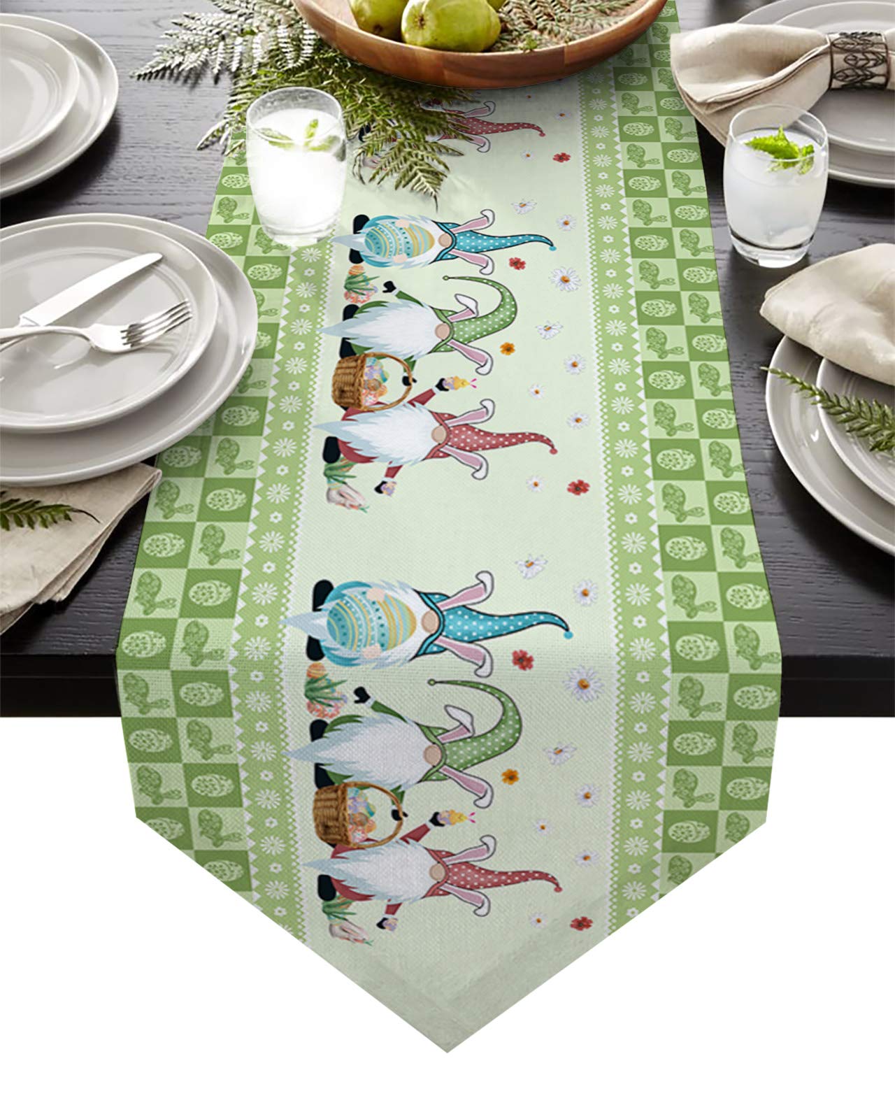 Easter Egg Bunny Gnome Rabbit Tabela Biegacze, Akcesoria Kuchnia Stołowa Mata Home Event Party Dostaw Dekoracji Obrus Wystrój stołu(33x304cm)