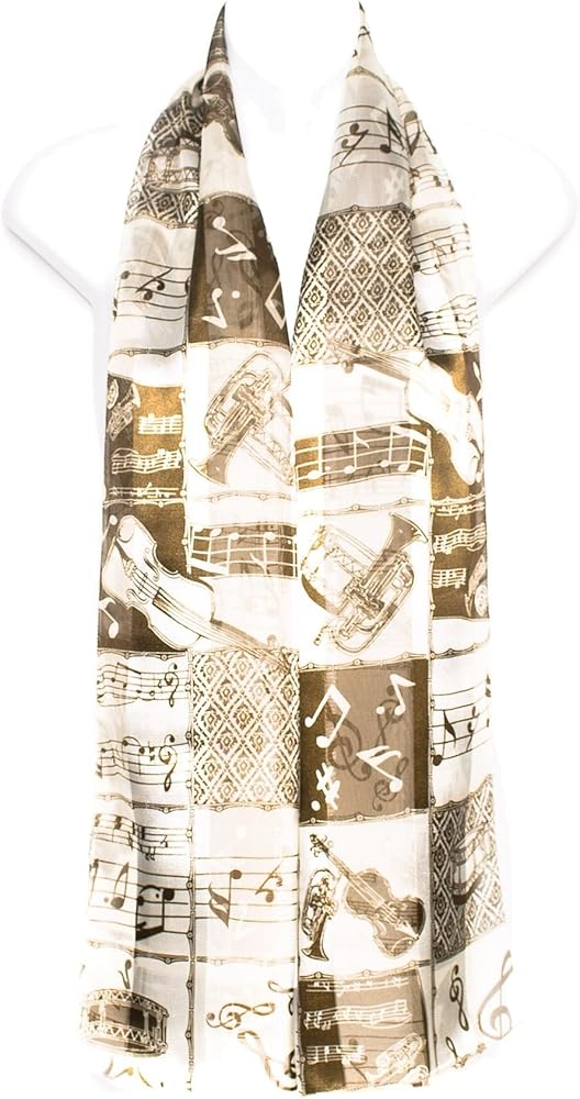 Hat To Socks Foulard In Raso E Chiffon Con Stampa Di Note Musicali Pianoforte E Tastiera Bianco  480d689f Dbd7 54cc B206 8b5e992cc3be