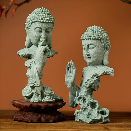Miniatura 2 de livelyfish Estatua de Buda meditante, estatuas de jardín zen, piedra arenisca, pensador, escultura de Buda para pecera, acuario, decoración del