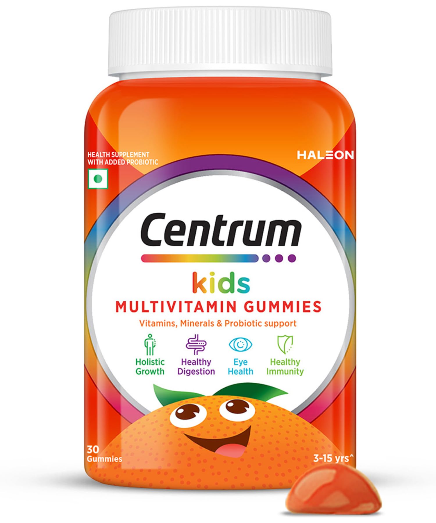 Centrum Kids, World's No.1 Multivitamin with Probiotics, Vitamin C & 11 other nutrients for Immunity, Healthy Digestion & Eye Health (Veg)- 30 Gummies-image-3