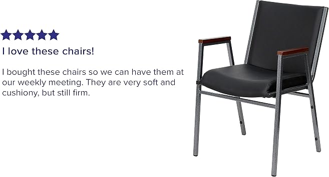 Flash Furniture HERCULES Series Heavy Duty Black Vinyl Stack Chair with Arms and Ganging Bracket