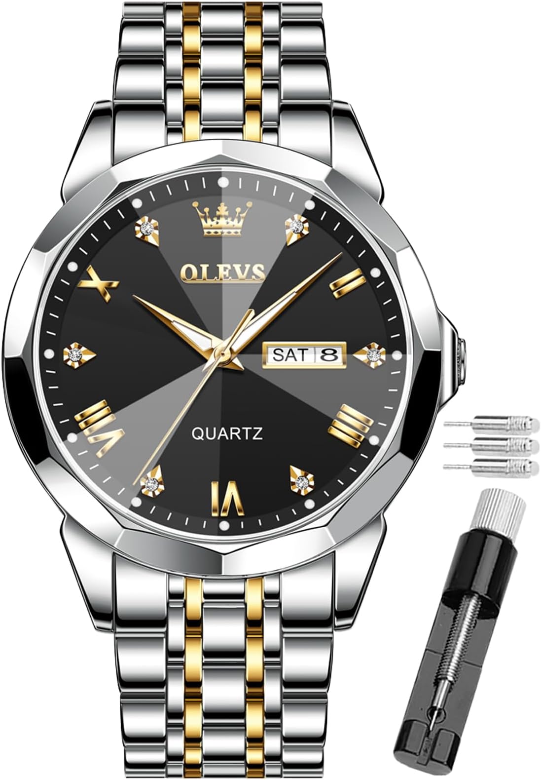 Male Wrist Watches, Analog Quartz Business Stainless Steel Waterproof Luminous Watches Luxury