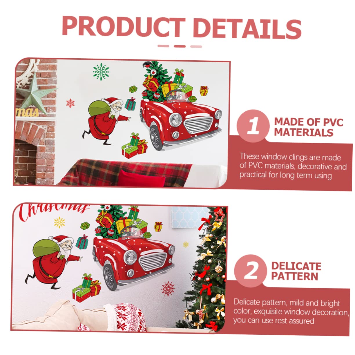 PRETYZOOM 4 Set Di Adesivi Natalizi Per Finestre Per Decorazioni Dellalbero Di Natale