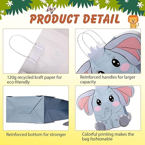 Miniatura 4 de 24 bolsas de regalos de safari con asas para fiestas temáticas de safari y selva (estilo dimensional, 24 unidades)