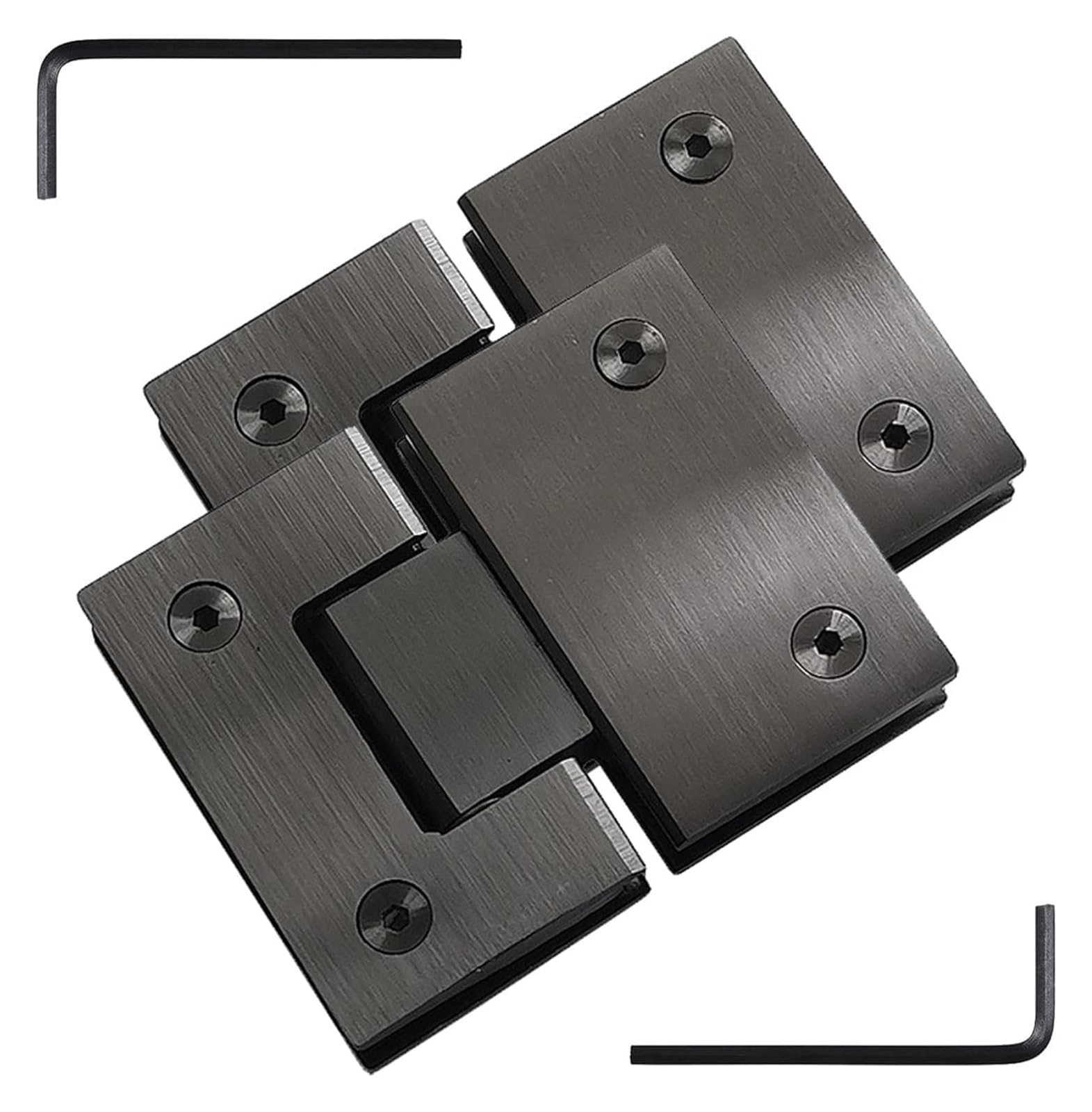 Glass Door Hinges, 2PCS 201 Stainless Steel, Black Brushed 180° Two-Way s, 8-12mm Frameless Door Shower Hinges