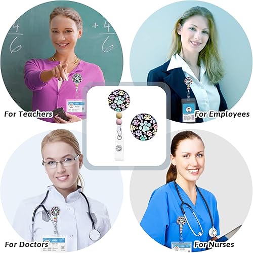 Vista 33 de Immaturus Carrete retráctil con cuentas, lindo y divertido soporte para tarjetas de identificación retráctiles, clips de insignia, llavero para Nave