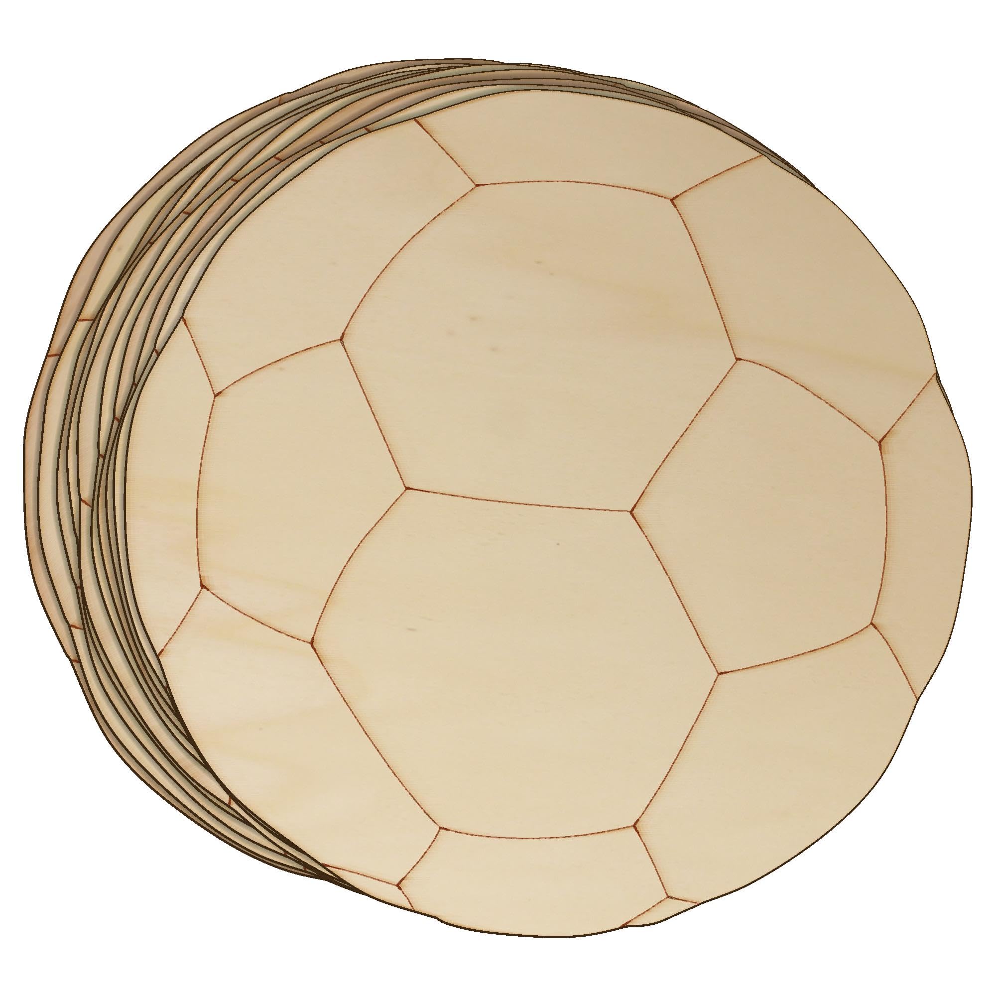 10x Wooden Football Craft Shapes 3mm Plywood Sports Ball Soccer(10 x 10cm,No Hole)