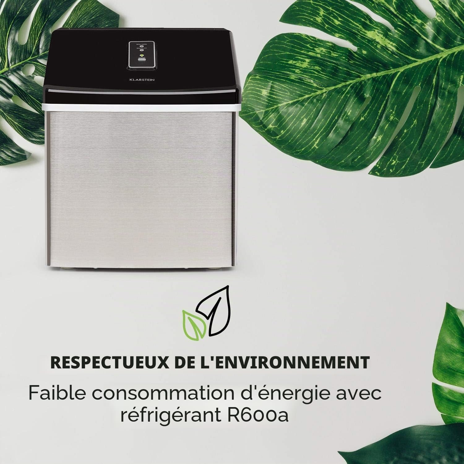 Klarstein Machine a Glacons pour la Maison, Capacité de 2.5L, Fabrique Rapidement Jusqu'à 13kg de Glacons, Machine à Glaçons de Taille Moyenne, Ice Maker avec Alarmes de Sécurité, Facile à Nettoyer
