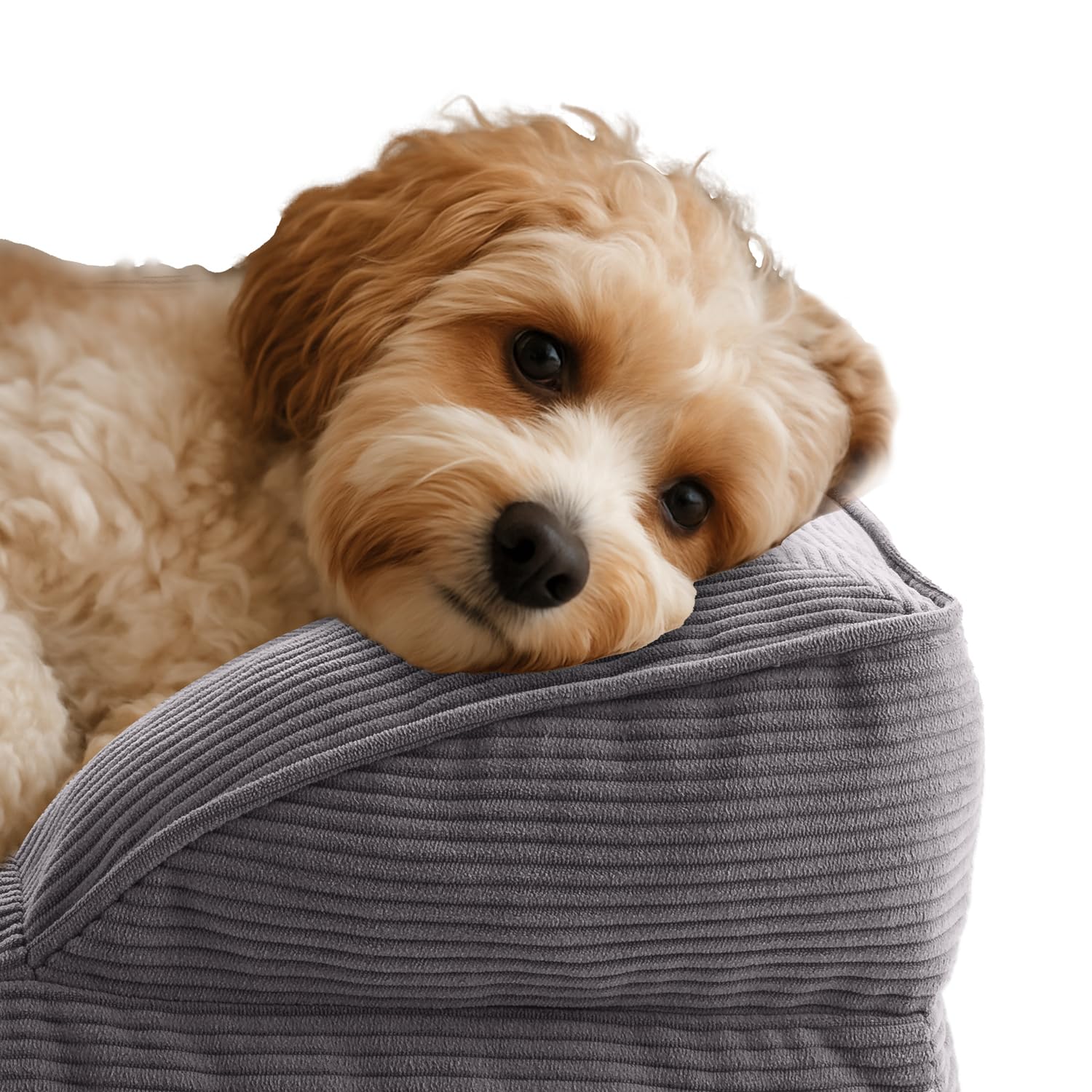 Lumaland Orthopedisch hondenbed van corduroy, ergonomische hondensofa, 110 x 75 cm, voor grote honden, bodem antislip, vulling en overtrek wasbaar, hondenmand met traagschuim