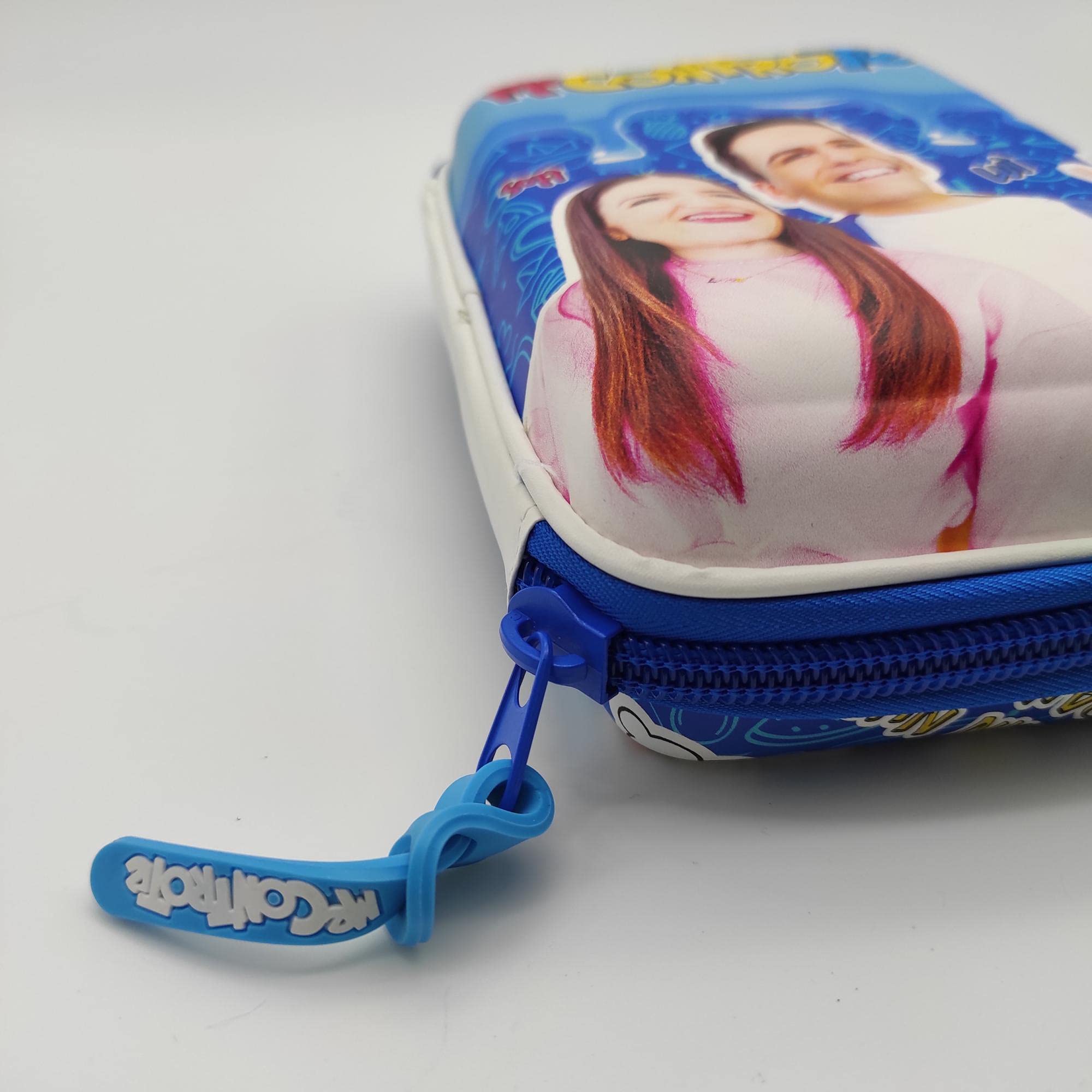 ME CONTRO TE ASTUCCIO ONE TIME RIGIDO COMPLETO CON UNA ZIP GRANDE COLORE AZZURRO LUI' E SOFI'