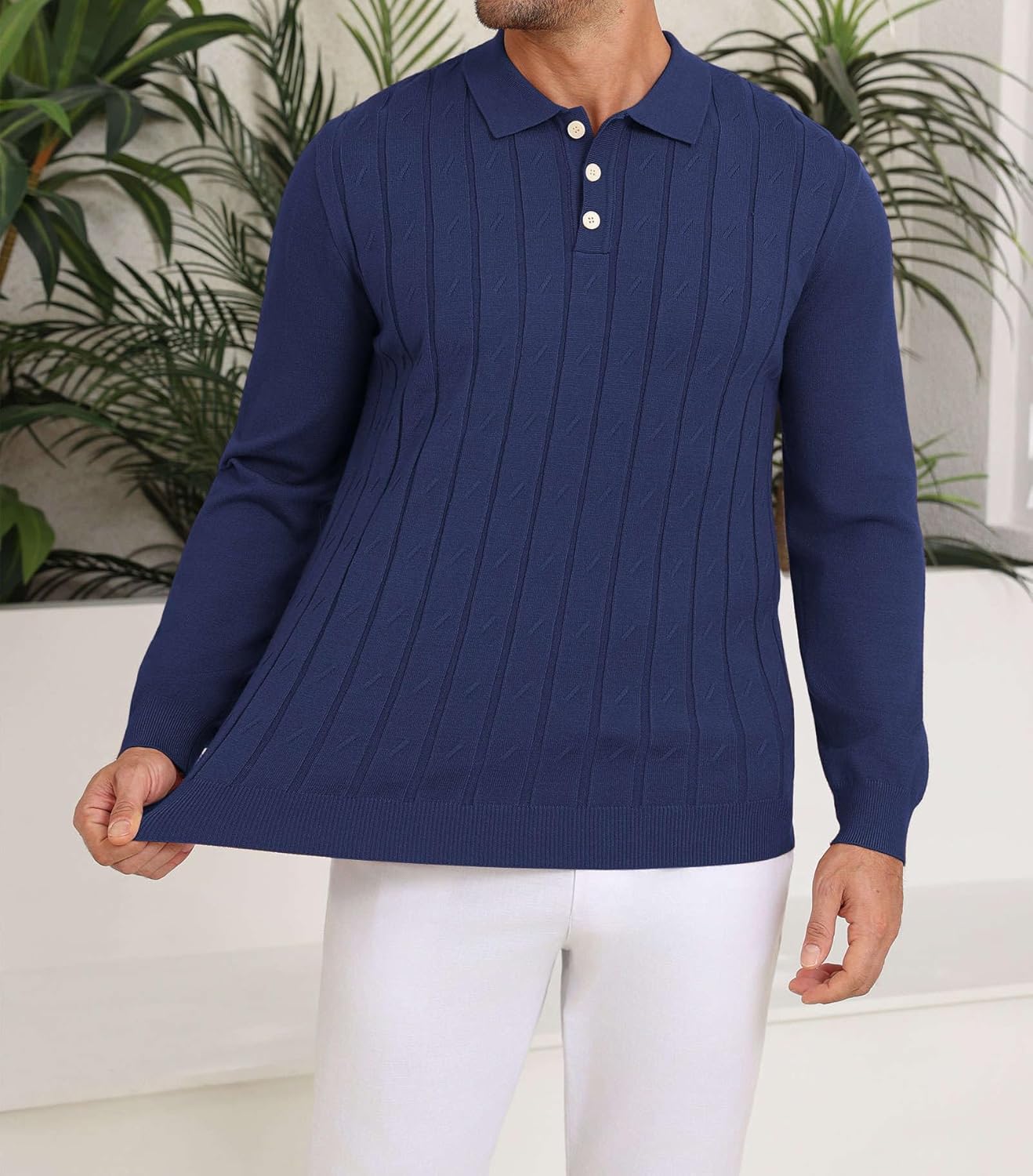 Lexiart Men's Knit Sweater Long Sleeve Textured Warm Casual - Image 4