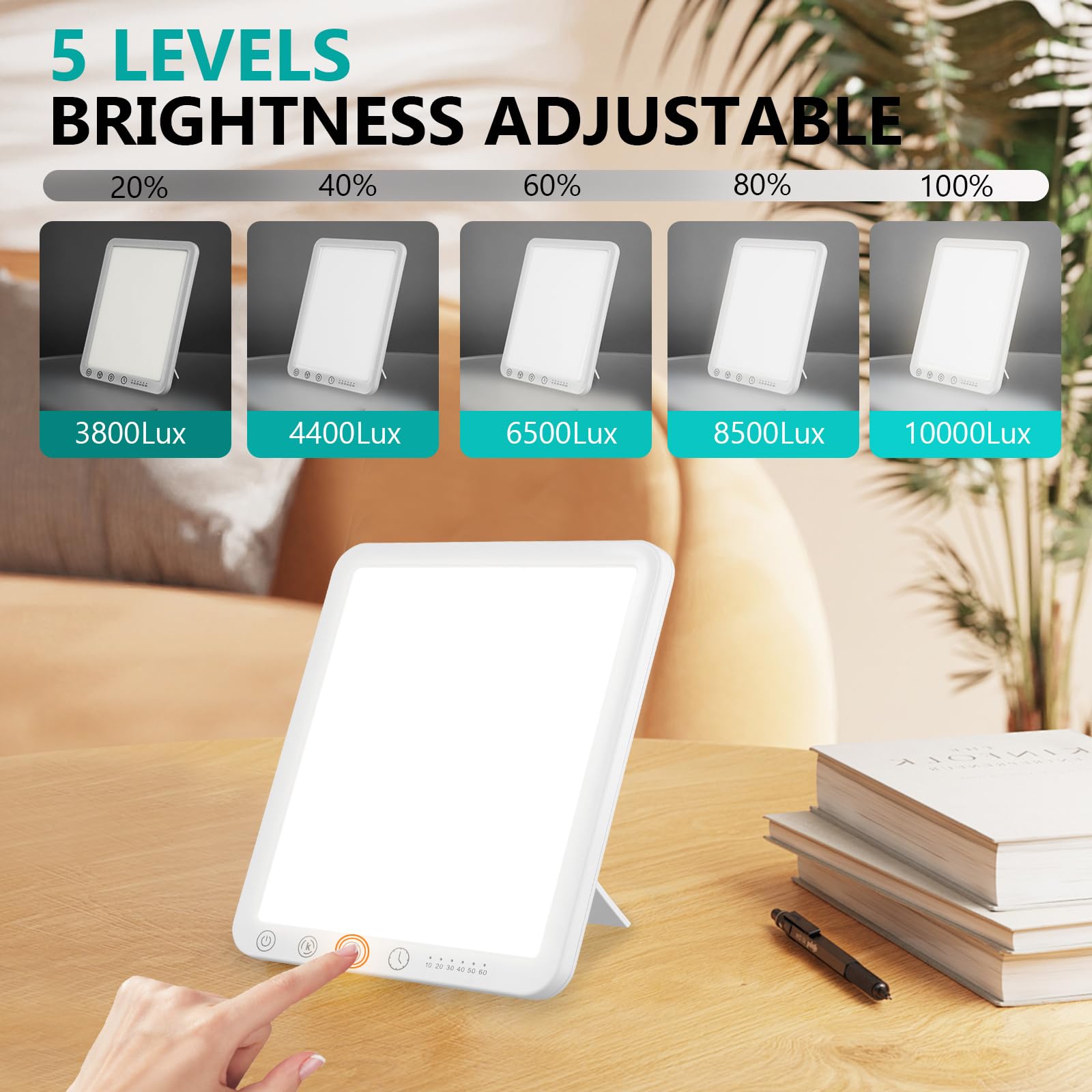 Tageslichtlampe 10000 Lux - 3 Farbtemperaturen, Timer, Touch-Control | Für Büro & Zuhause
