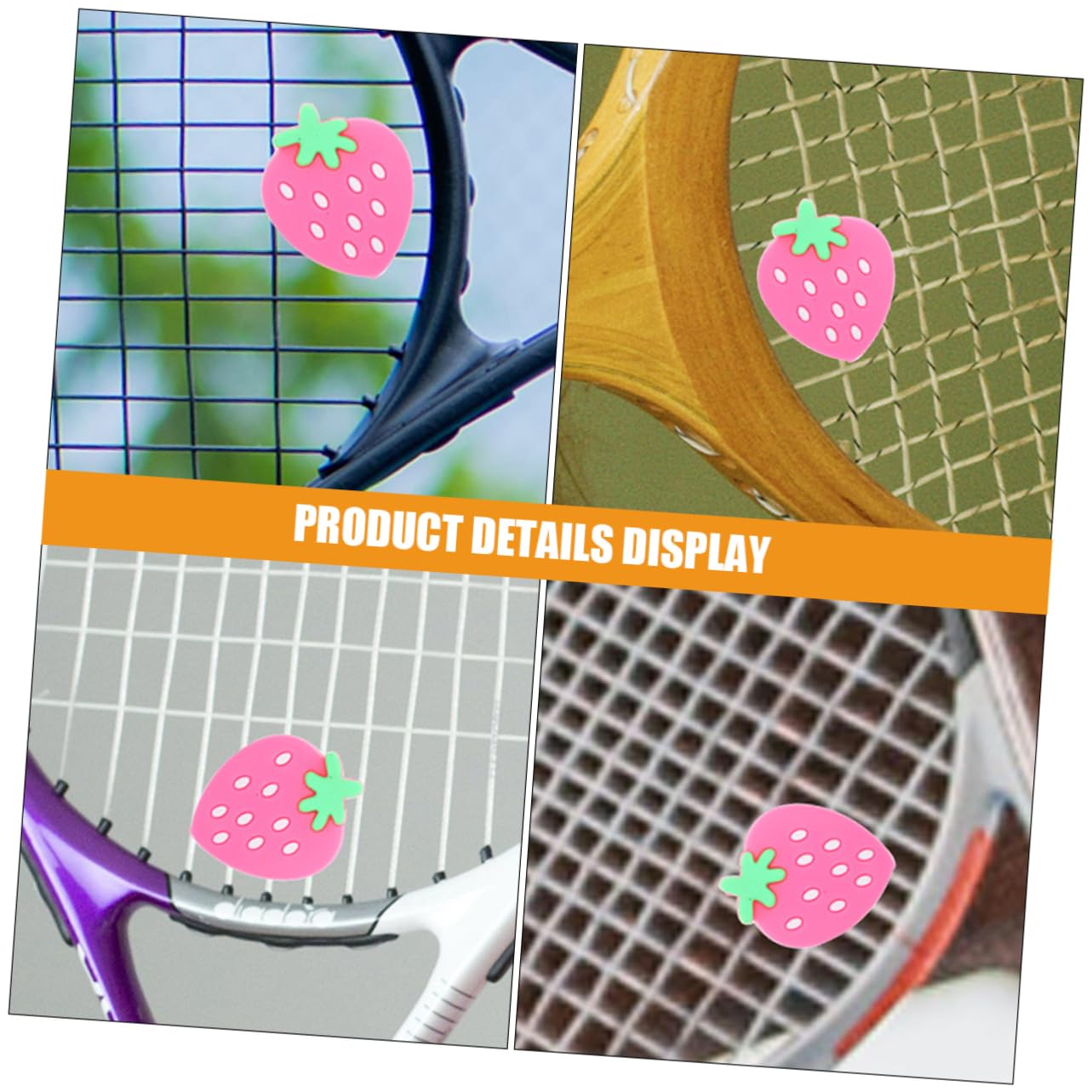 WOONEKY Tennis Dampener 5 Pack Mini Shocks Absorber for Racket Lightweight Quick Install Decorative Strawberry Shape