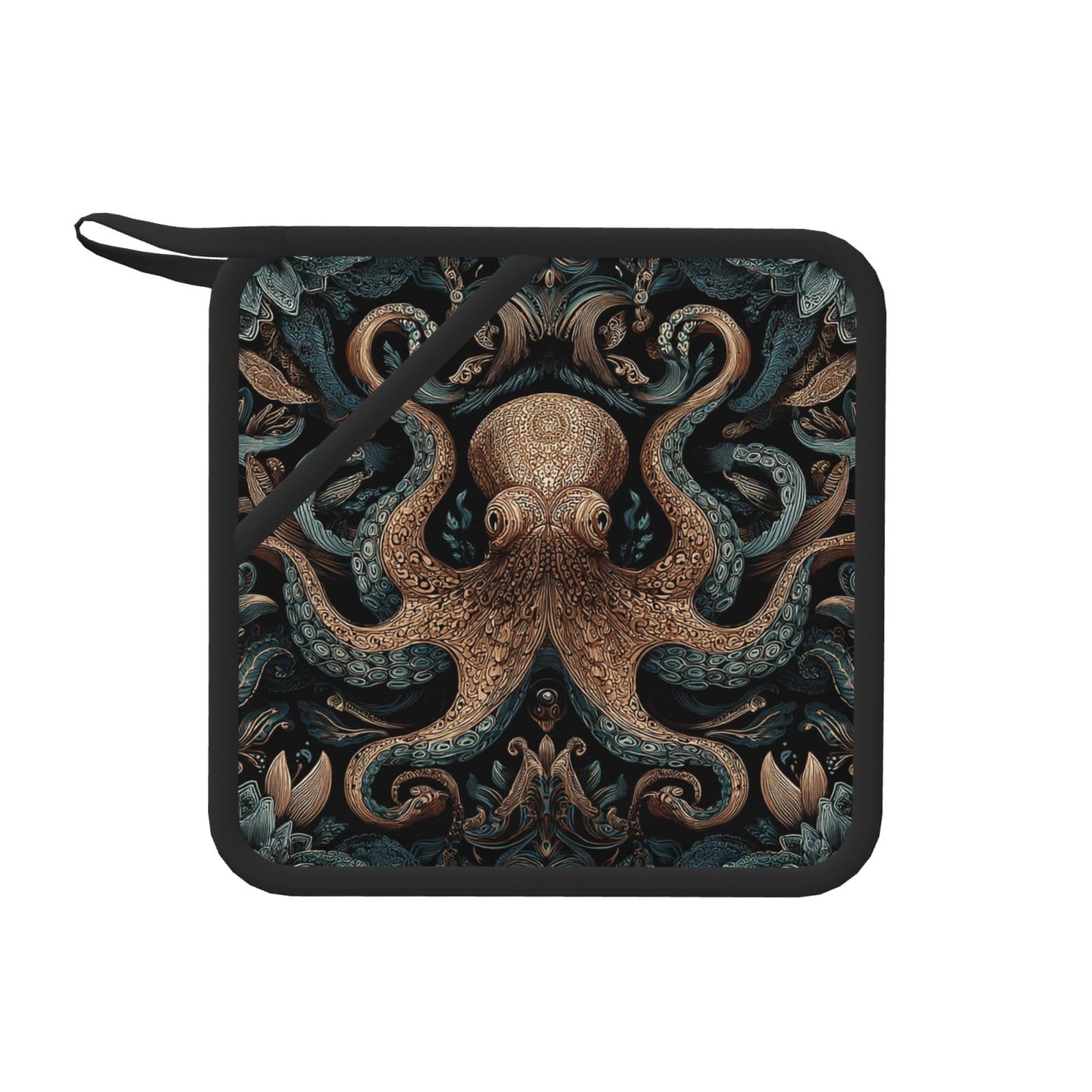 Pot Holders Set of 1 PC Heat Resistant Oven Hot Pads Giant Octopus Pot Holders Soft Cotton Lining Potholders Non-Slip Silicone Kitchen Potholders for Cooking Oven BBQ Kitchen Accessories