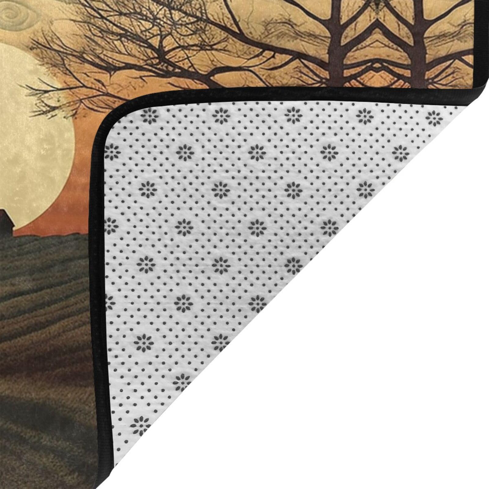 Sunrise Print - Tapete antideslizante de franela para puerta delantera y trasera de 63 x 48 pulgadas, para interiores y exteriores