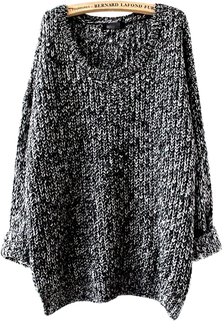 ARJOSA Women's Fall Sweaters Pullover Oversized Crew Neck Long Sleeve Knit Sweater Tunic Tops