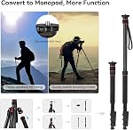 SmallRig 68" Camera Tripod, Foldable Aluminum Tripod & Monopod, Compatible with 1/4"-20 and 3/8"-16 Video Head, Payload 33lb, Adjustable Height from 19.7" to 67.7" for Camera, Phone - 3983