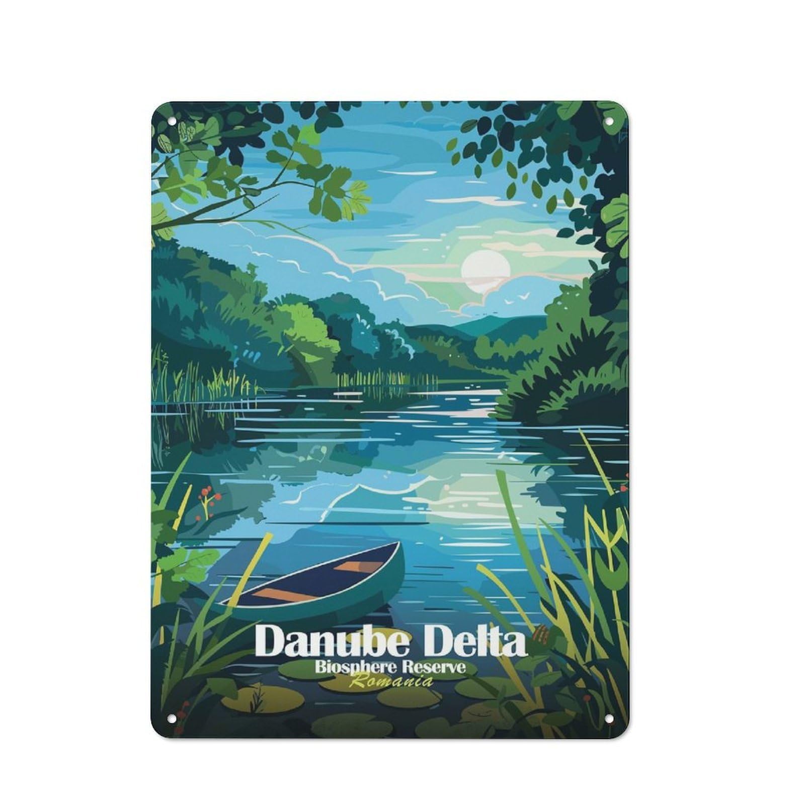 Junmoney Style-12 Vintage Danube Delta Biosphere Reserve Romania Garden Room Metal Sign 40X30cm, Porch Wall Decor For Conservatory, Home Bar Or Utility Room
