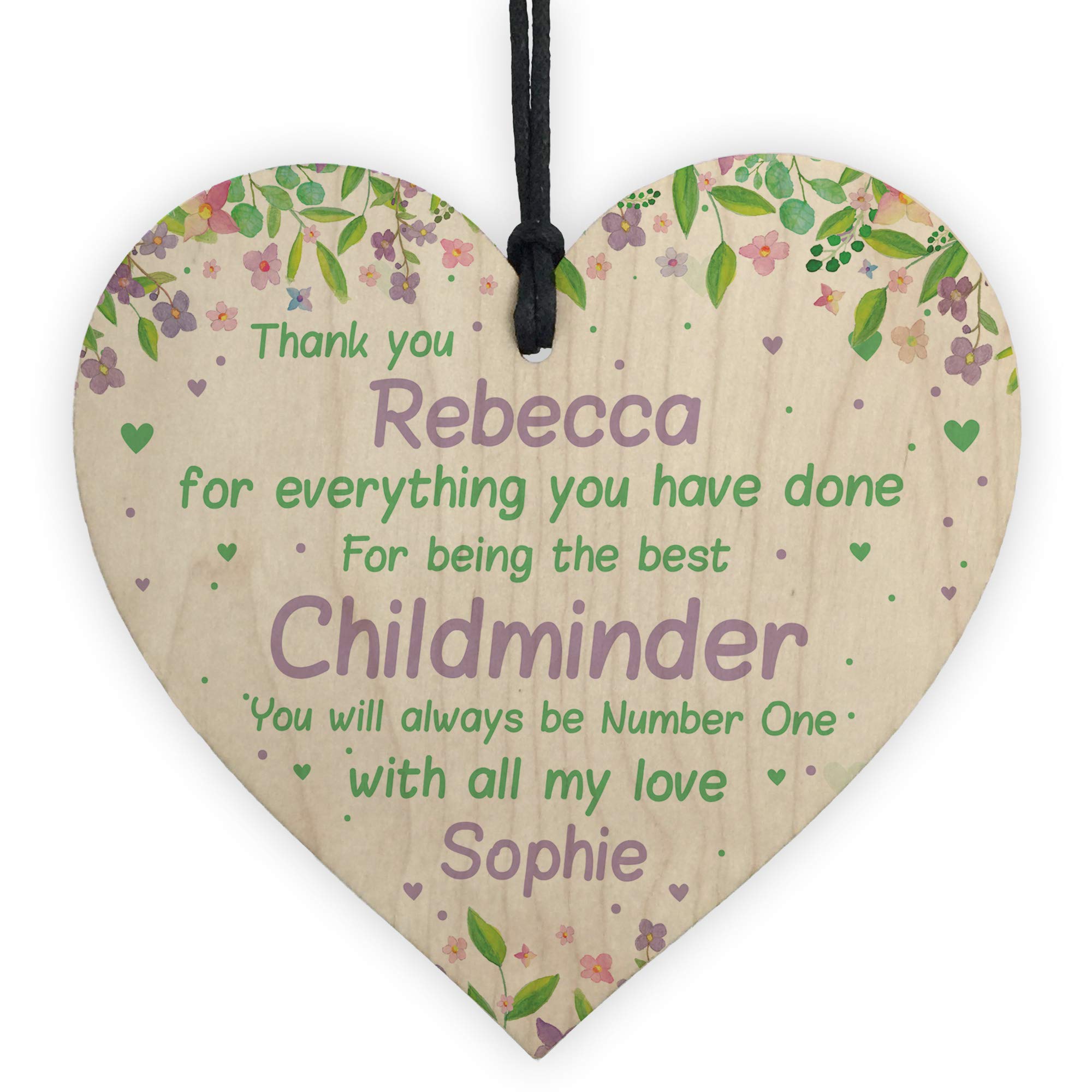 RED OCEAN Thank You Childminder Gift Personalised Childminder Assistant Leaving Nursery Wood Heart