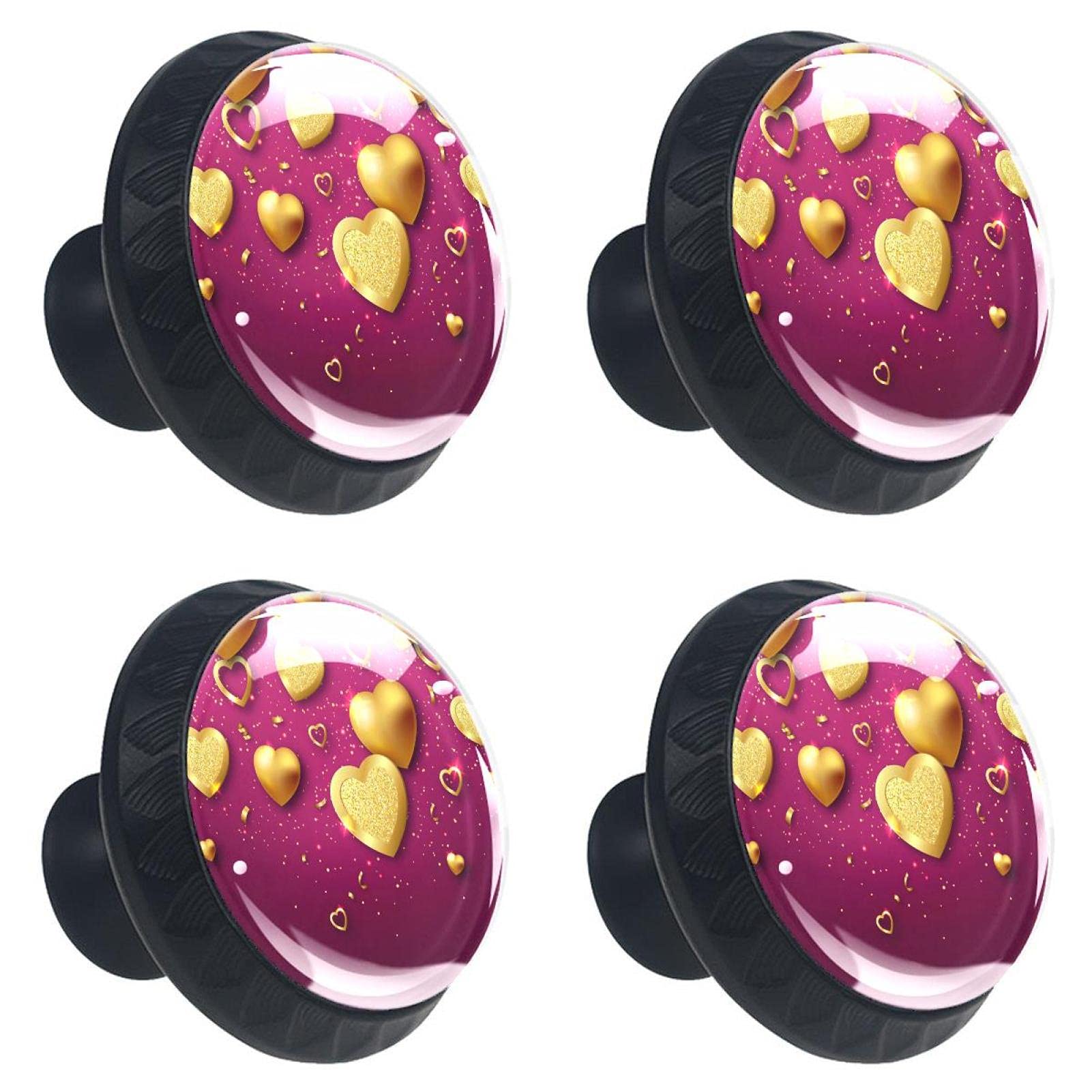 Boutons de tiroir cristal 30mm cœur doré pour sublimer votre commode de Saint-Valentin