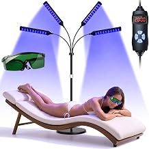 Tanning Lamp for Home   Facial Tanning Device with 4 Adjustable Panels & 540 LEDs, 360  Rotatable Bracket, 5 Light Modes, Timer, Includes Protective Eyewear for Face & Body Glow
