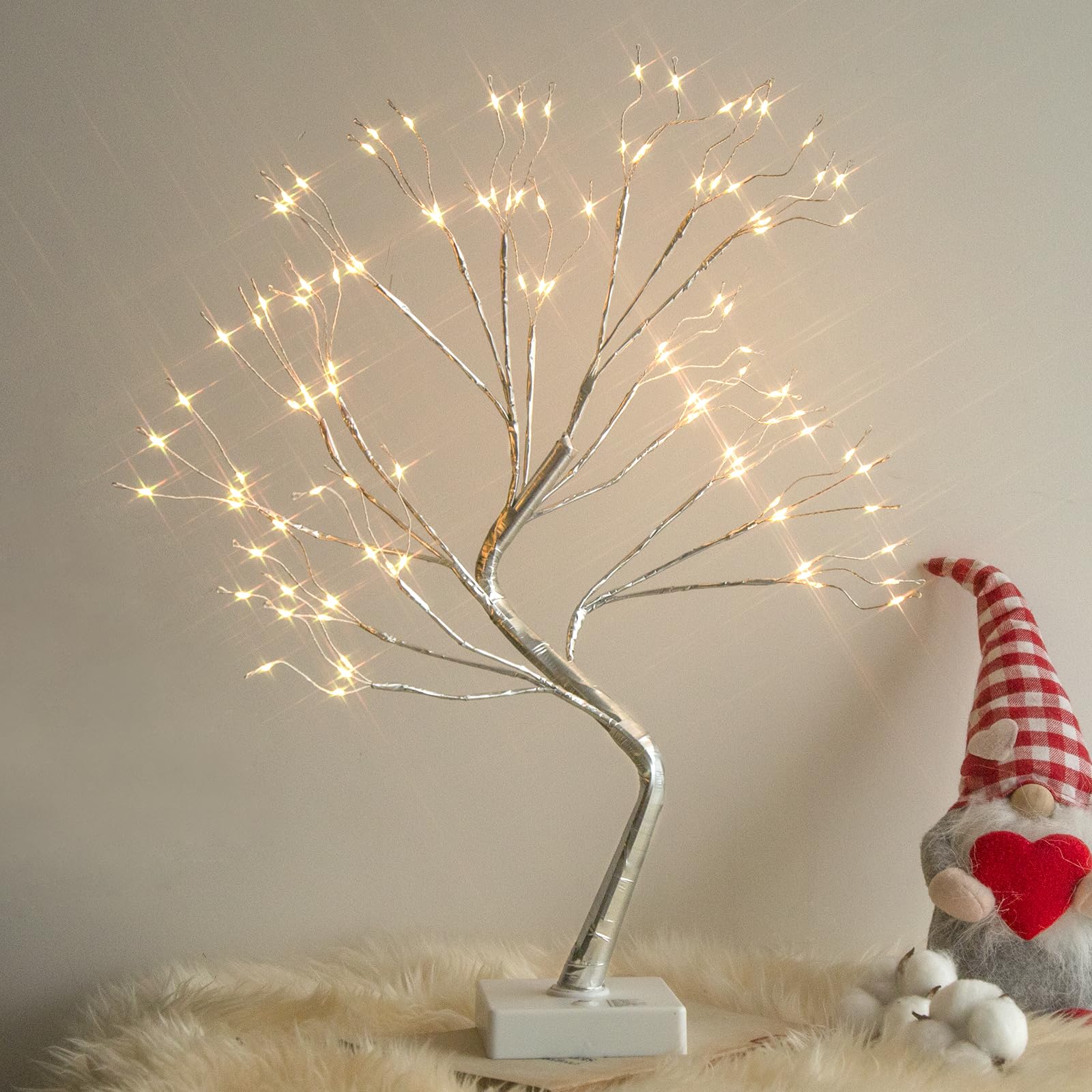 PEIDUO 2 luci da tavolo per bonsai, 108 LED per decorare la stanza, albero fatato con 9 modalità e timer, albero artificiale per la decorazione di casa e interni