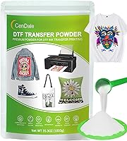 Vista 1 de CenDale Polvo DTF, 35.27 oz/35.3 onzas, adhesivo blanco termofusible, polvo de transferencia digital DTF para sublimación, compatible con impresoras