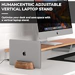 HumanCentric Support vertical pour ordinateur portable en bois de noyer noir, support réglable et dock, support vertical pour ordinateurs portables MacBook Pro et autres ordinateurs portables .5" à 1.5, Compatible avec les cartouches