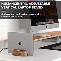 Vista 2 de HumanCentric Soporte vertical para laptop en madera de nogal negro, soporte y base ajustables verticales, soporte vertical para laptop compatible